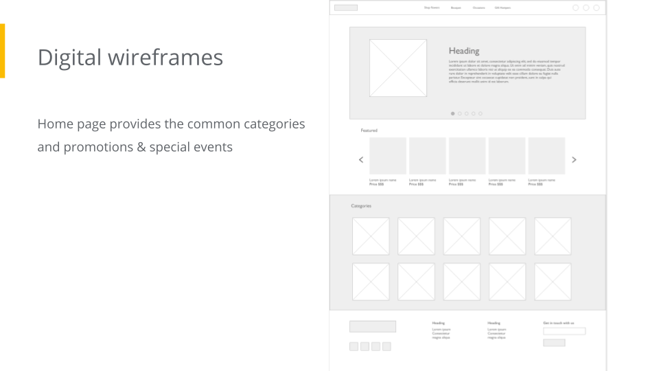 Home page wireframe